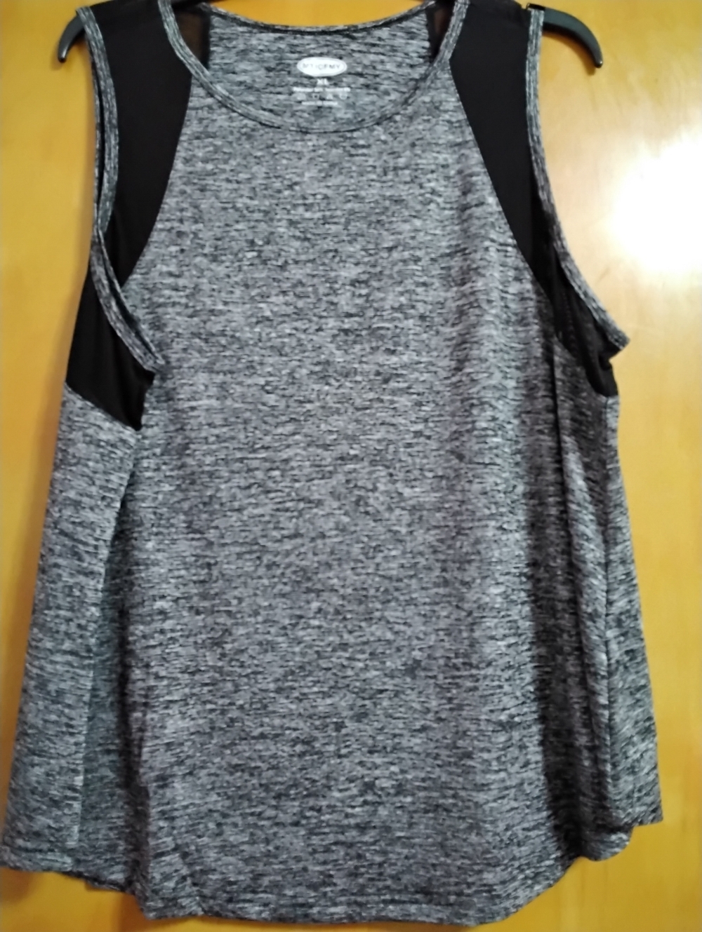 Heather Gray Tank Top with Black Shoulder Panels